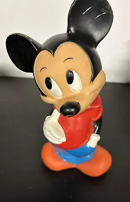 Vintage Mickey Mouse Coin Piggy Bank 12” Disney Illco Rubber Plastic VG FS • $14.99