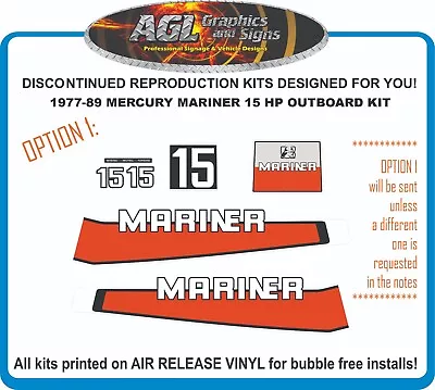 1977 - 1989 Mariner 15 Hp Outboard Decal Kit Reproductions 9.9 White Numbers • $44.15