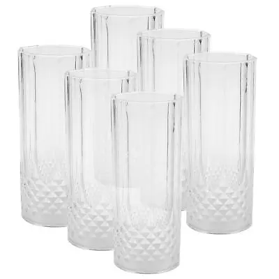 6 Highball Tumblers Cocktail Water Juice Drinking Glasses Set Long Tall Crystal • £9.99