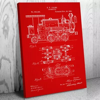Locomotive Patent Canvas Print Train Station Art Steampunk Decor Conductor Gift • $49.95