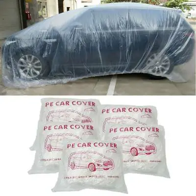 5 Packs Clear Plastic Disposable PE Car Cover Temporary Full Coverage Universal • $30.90