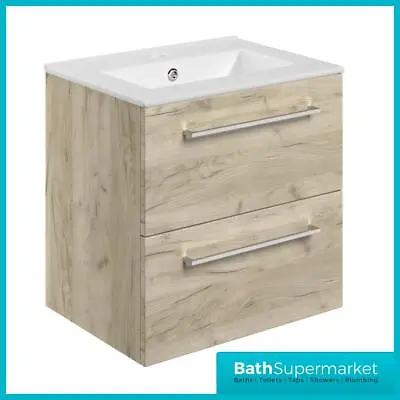 AquaVolere Wall Hung Basin Vanity Unit 2 Drawer Bathroom Storage Cabinet Gloss • £279