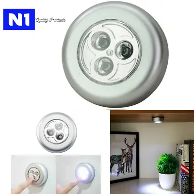 3 LED Touch Push On Off Light Self-Stick On Click Battery Operated Lights • $5.99