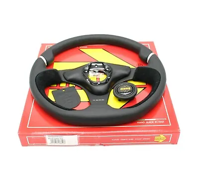 MOMO Nero Black Leather Steering Wheel Black Glossy Spokes 350mm New • $209.95