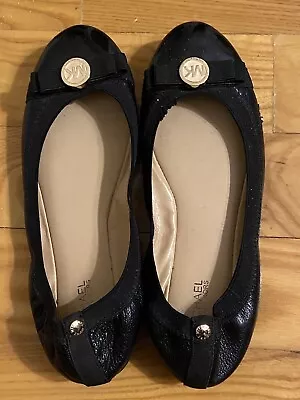 Michael Kors Womens Black Patent Leather Round Toe Slip-On Ballet Flats Size 6.5 • $25