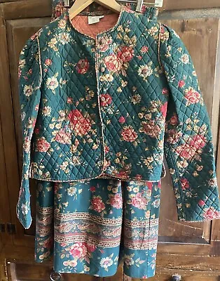 Vintage Vera Bradley Quilted Jacket & Skirt Greenbriar Indiana USA Med 80s • $100