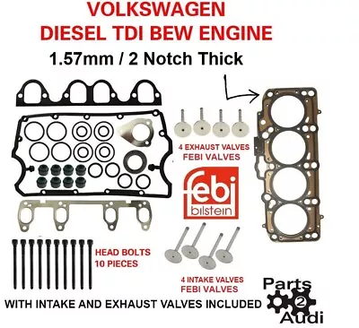 $214 • Buy 2 NOTCH Cylinder Head Gasket Set With Bolts And Valves VW Diesel 1.9 BEW Eng