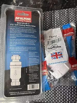 McAlpine MACVALVE-2 1 1/2” Self-Closing Waste Valve White 40mm With Adapter • £16.99