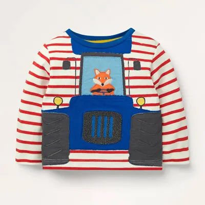 £10.99 • Buy Baby Boden Boys Applique Long Sleeve Top Tractor Sizes 0-3 Months To 3-4 Year
