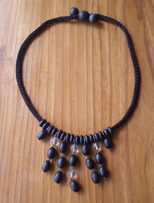 Aarikka Finland Vtg Necklace With Black Wood Beads And Silver Tone Metal • $38