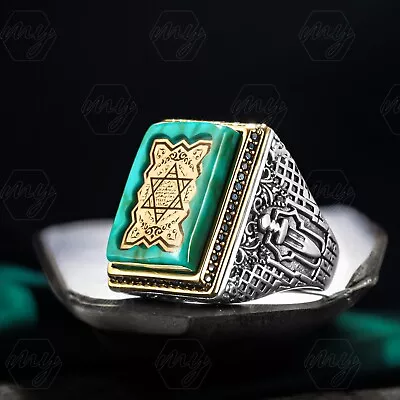 925 Sterling Silver Seal Of Solomon Daud Star Men's Ring • $69.90