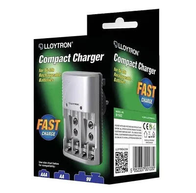 Lloytron Compact AA/AAA+9v Battery Charger For NiMH Batteries • £8.45