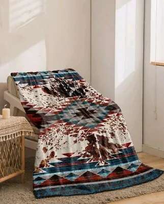 £34.99 • Buy Warm Blanket Bed Throws Mexican Design Colour Block Winter Double 150cm X 200cm 