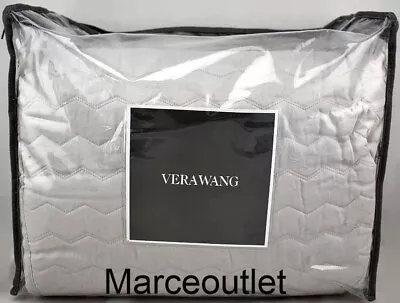 Vera Wang Home Herringbone Stitch KING Quilt & Shams Set Silver • $39.99