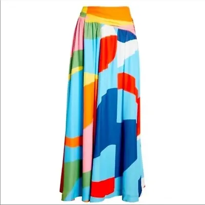 $99 • Buy NWOT STAUD Kona Colorblock Skirt Capri Maxi Coastal Marble Rainbow Sz 4 Resort