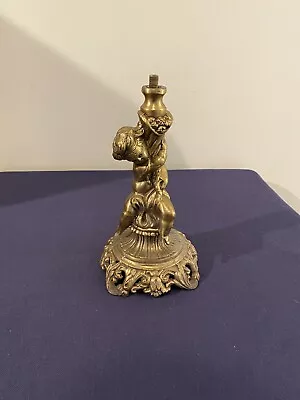 Vintage L&L WMC Brass Metal Cherub Lamp Base Not Wired Base Only • $24