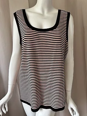 Misook Striped Pink And Black Tank Top Size 2X Excellent • $27.99