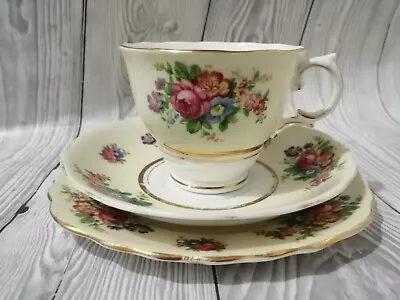 £9 • Buy Colclough Bone China Rare Lemon Posy Flowers Tea Trio Cup Saucer Tea Plate