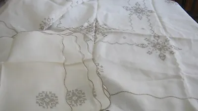 Vintage Tablecloth & 6 Napkins Hand Stitching • $8.99