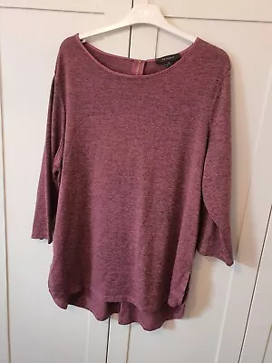 Ladies Longer Length Top Size 20 Zip Detail To Back Dark Pink Used Exc Con... • £5