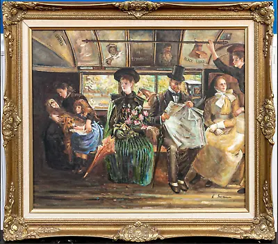 Sign ( Bayswater Omnibus 1895') Framed Oil Painting By K.Jasmine 25  X 29  • $449