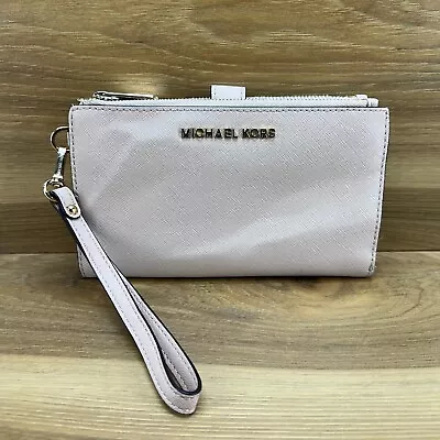 Michael Kors Large Wallet Organizer Phone Wristlet Clutch Light Pink Saffiano • $14.88