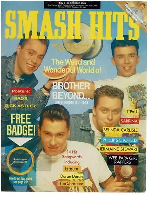 Smash Hits 05/10/88 Jason Donovan Sabrina Bros Carol Decker Tpau Brother Beyond • £4.99