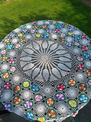 £25 • Buy Crochet Flower Tablecloth Boho