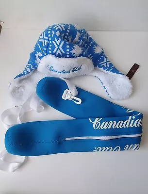 Canadian Club Ski Beanie Trapper Hat & Wet Suit Rubber Can Holder • $30