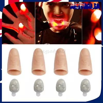 2/4pcs Magic Light Up Finger Fingers LED Tricks Thumb Props Lights Novelty Toys • $8.41