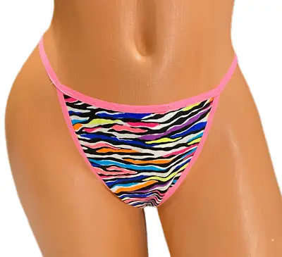 Victorias Secret PINK Cotton V-String Thong Panty Multicolor Animal Print New • $18.99