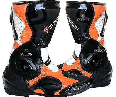 Motorcycle Motorbike Leather Boots Orange Racing Repsol Eviron Shoes • $80.82