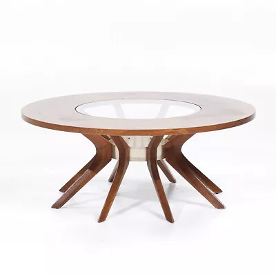 Broyhill Brasilia Mid Century Walnut And Glass Cathedral Coffee Table • $3347