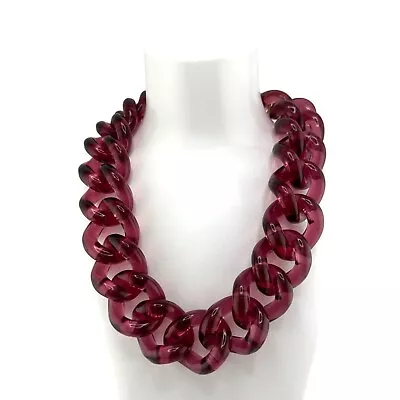 J. Crew Lucite Resin Chain Link Collar Necklace Burgundy Purple • $29