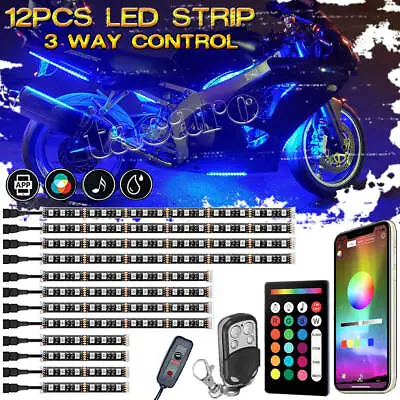 12x RGB Motorcycle LED Light Kit Glow Body Neon Accent Strip For Suzuki Kawasaki • $58.99