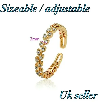 9ct 9K Yellow Gold Plated Finger Midi Toe Adjustable Sizeable Ring Uk  + Pouch • £8.99