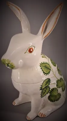 Tiffany & Co Rabbit Cookie Jar Italy Hand Painted Porcelain Chips Discontinued • $92