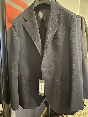 Spier & Mackay NeoCut Slim Navy Seersucker Sport Coat Size 42R • $250