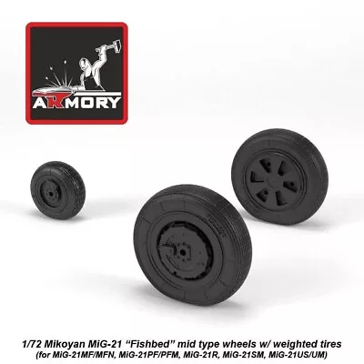 Armory AR AW72049 Scale 1/72 Mikoyan MiG-21 Fishbed Wheels W/ Weighted Tires Mid • $10.57