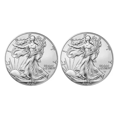 Lot Of 2 - 2024 $1 American Silver Eagle 1 Oz BU • $72.43