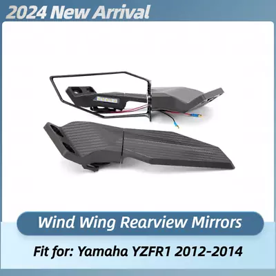 Rearview Wind Wing Mirrors W/ LED Turn Signals Lights For Yamaha 2012-2014 YZFR1 • $45.50