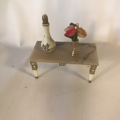 Vintage Ideal Dollhouse Table With Bottle And Vase With Flowers Read Description • $9.99