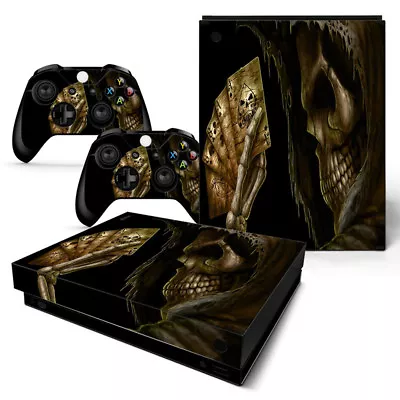 Xbox One X Skin Design Foils Sticker Screen Protector Set - Poker Skull Motif • $34.28