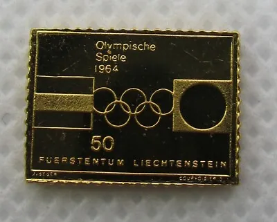 Liechtenstein 1964 24k On 925 Sterling Silver Ingot Olympic Stamp • £19.24