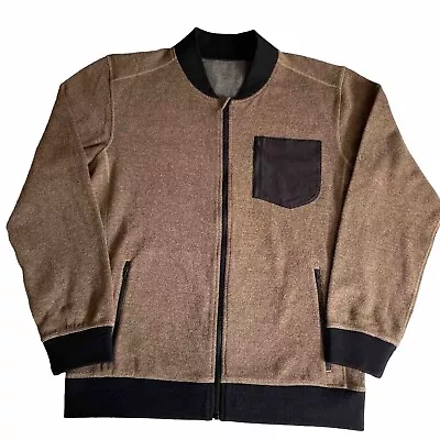 Prana Mens Large Jacket Brown Full Zip Mock Neck Front Pockets Long Sleeve NWT • $32.99