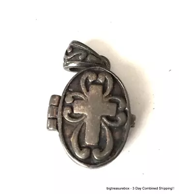 Vintage Necklace Pendant MARKED 925 STERLING SILVER Cross Picture Locket Lot Y • $0.99