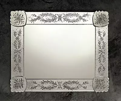 Mirror Venetian Wall Glass Of Murano With Laurels Hand Painted With Silver • $2278.10