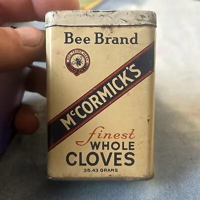 Vintage McCormick's Bee Brand Finest Whole Cloves Spice 1 1/4oz Tin!!! • $18.99