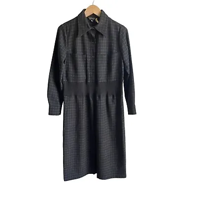 Vintage MARIMEKKO Charcoal Gray Shirt Midi Dress Size 14/42 Finland 100% Wool • $95.02