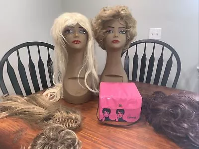 Vintage Carousel Pink Vinyl Carry Box/Case 1 Carousel Wig 1960s And Two Others • $85